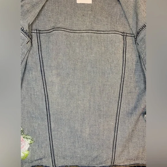 Hudson Jeans The Classic Rose Embroidered Denim Jacket Size XS! - Picture 7 of 12